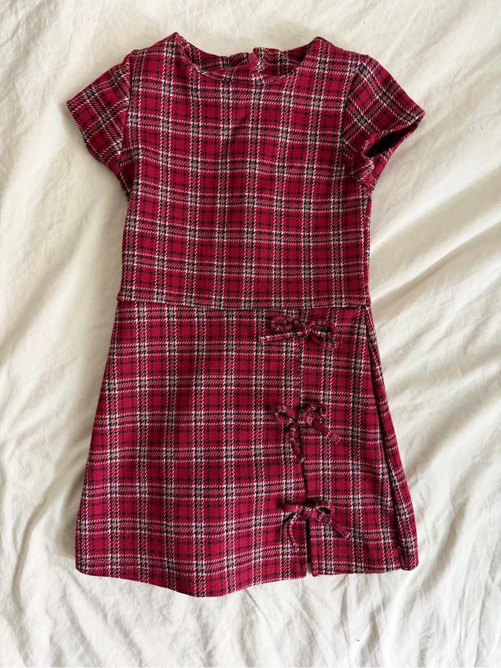 ZARAGirls Pink Plaid Bow Accent Dress